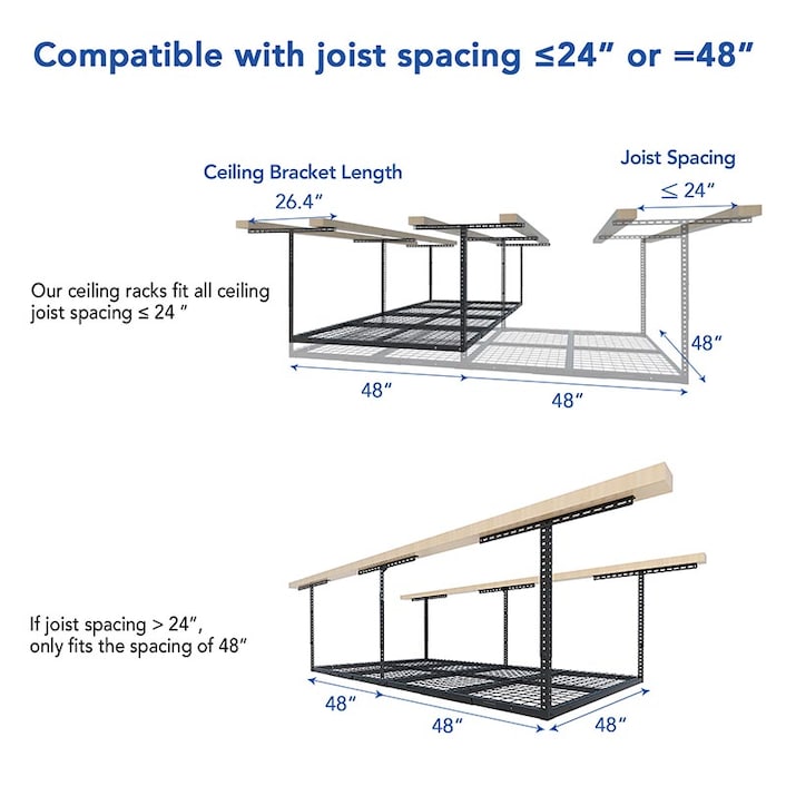 Best Classic 4' x 8' Overhead Garage Storage Rack | FLEXIMOUNTS